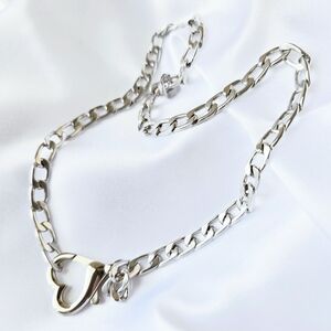 🤍Trendy Silvertone Heart Clasp Link Necklace Women Jewelry Birthday Mother's